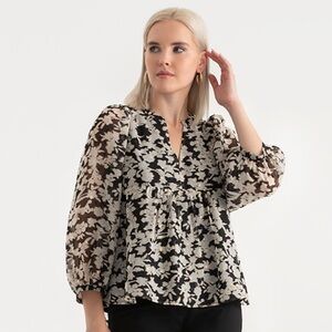 NWT Ricki's Peasant Blouse With Puff Sleeves Size Large